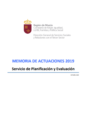 Memoria de actuaciones 2019 del Servicio de Planificación y Evaluación